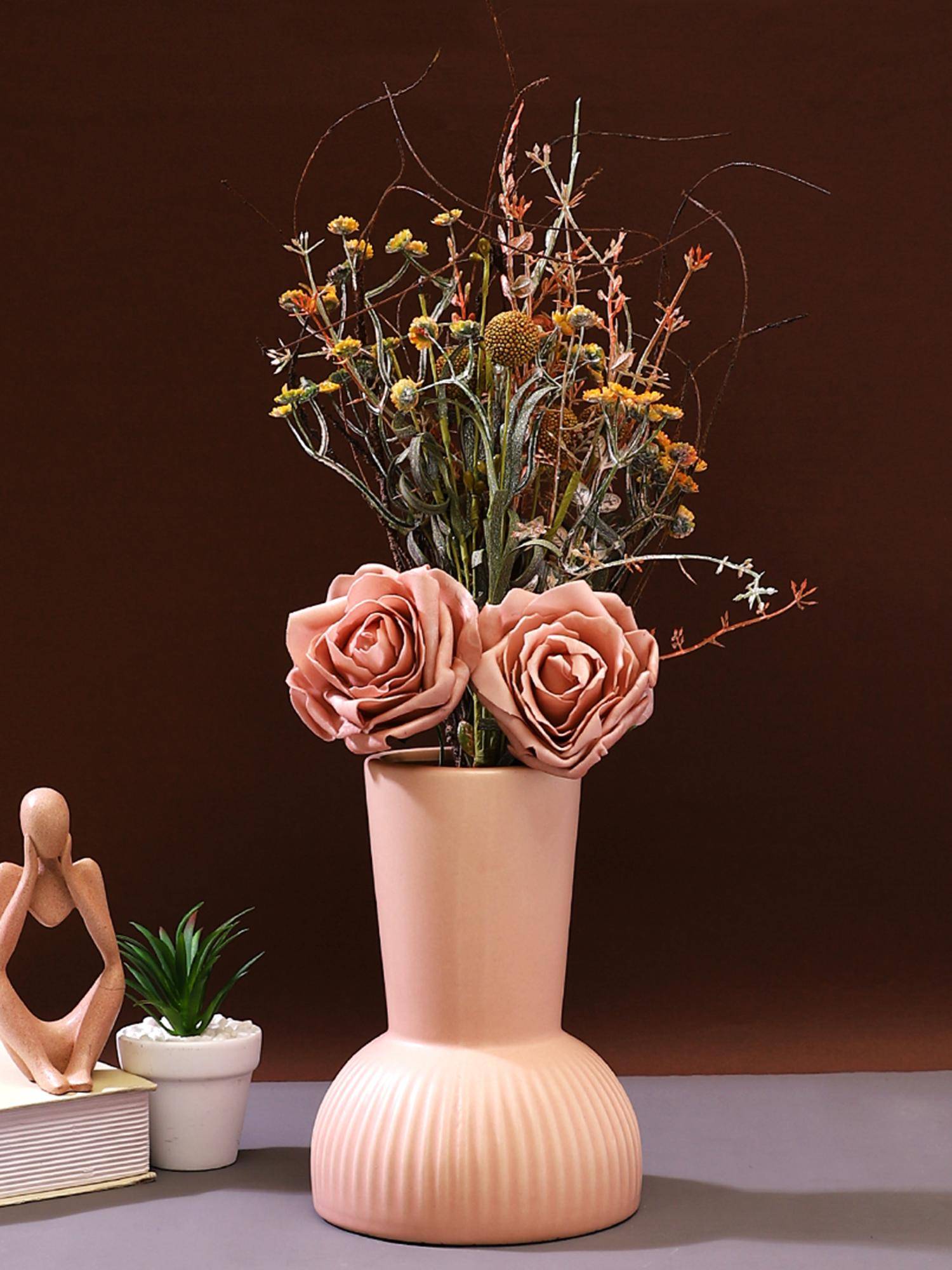 Tayhaa Peach Textured Ceramic Vase
