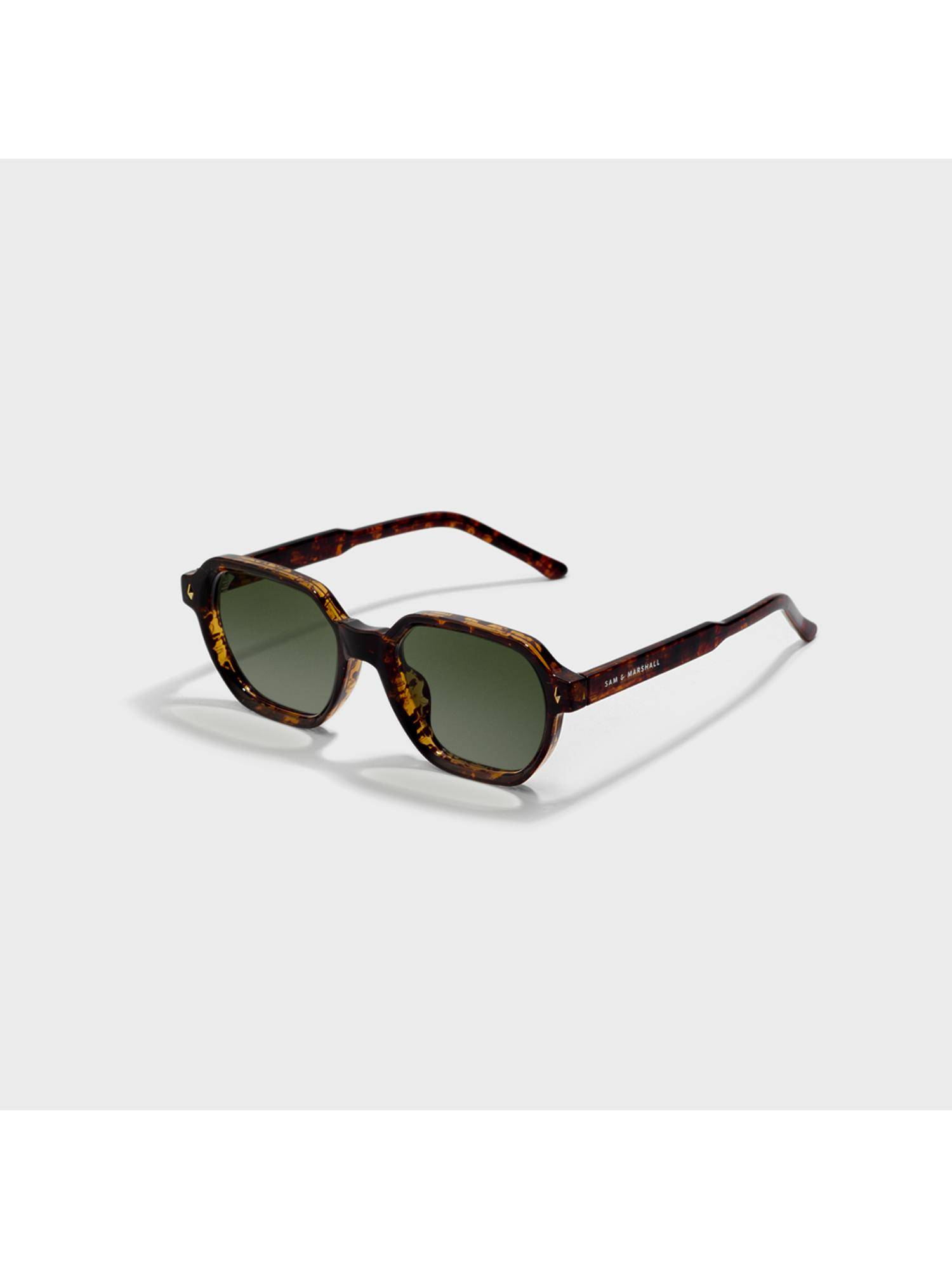 SAM AND MARSHALL Unisex Propionate Green Lens Wayfarer Sunglasses