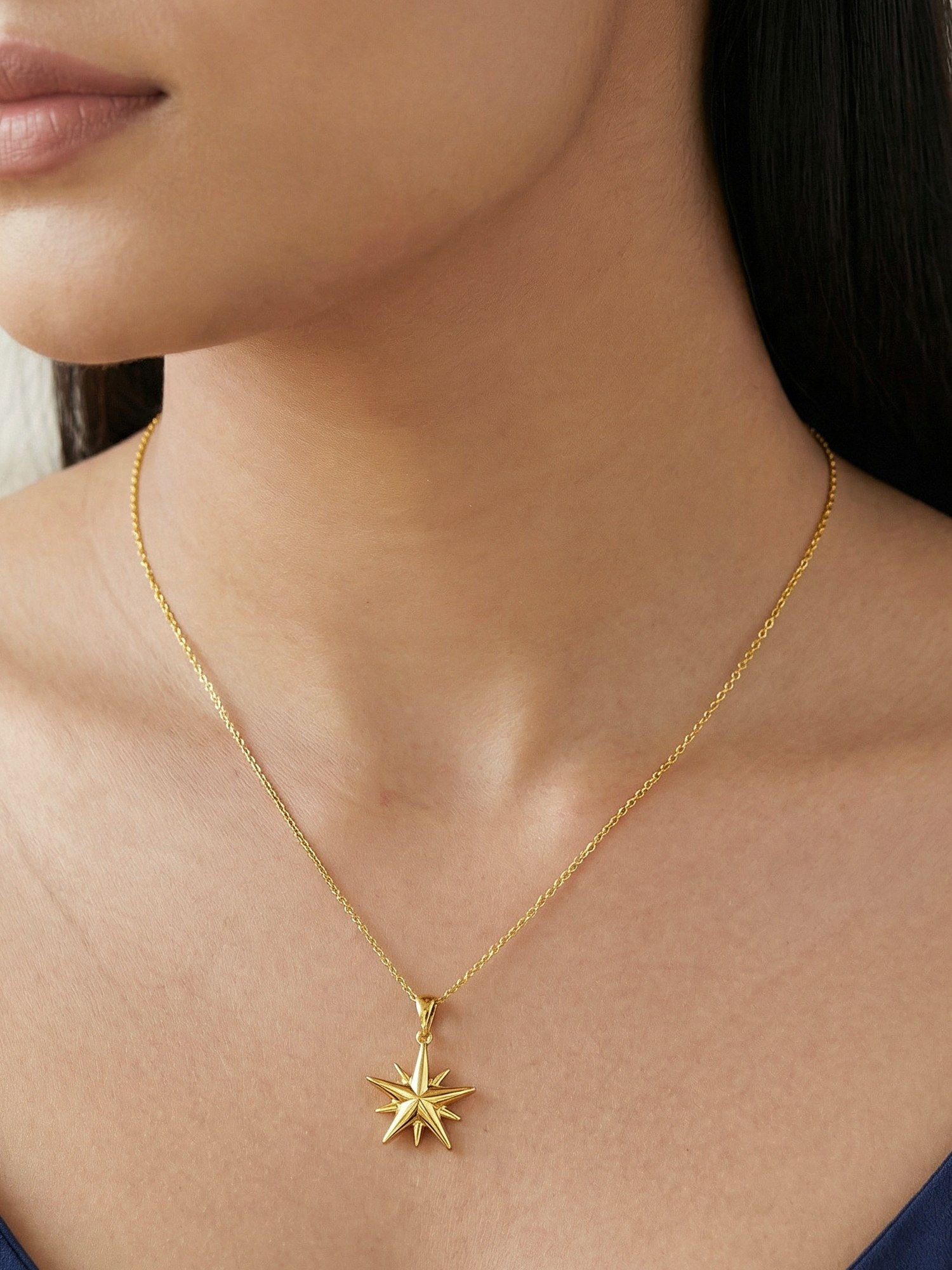 Buy GIVA 925 Silver Golden Zenith Star Necklace Online