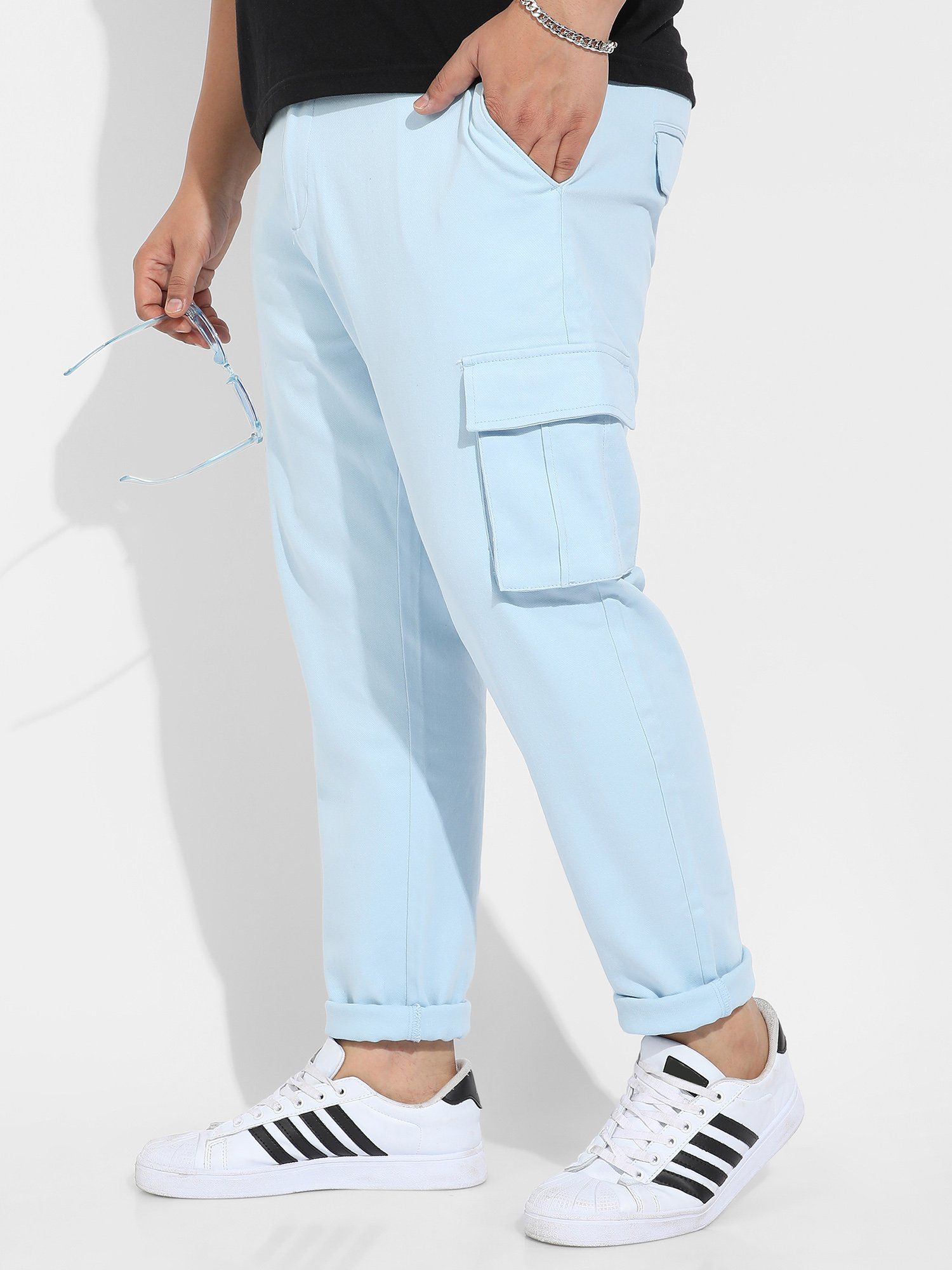 Blue cotton stretch cargo trousers | Corneliani