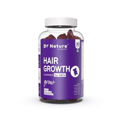 By Nature Hair Growth Gummies For Men With Biotin, Folic Acid & Bhringaraj:  Buy By Nature Hair Growth Gummies For Men With Biotin, Folic Acid &  Bhringaraj Online at Best Price in