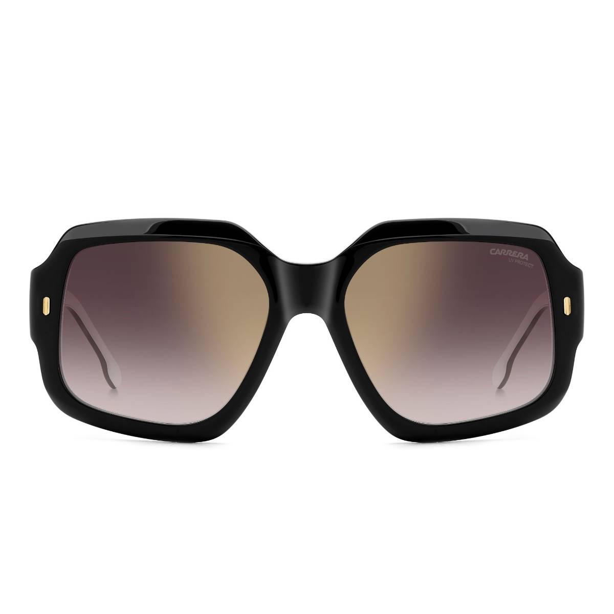 CARRERA Women Gold Mirror Burgundy Lens Black White Non Polarized Square Sunglass (56)
