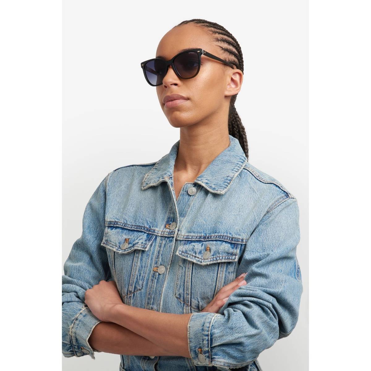 CARRERA Womens Dark Grey Lens Black White Non Polarized Oval Sunglass (56)
