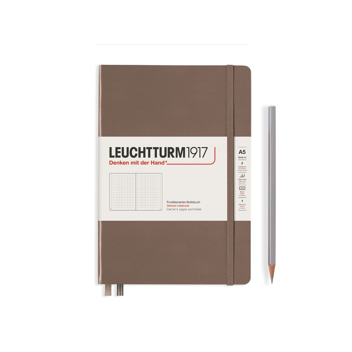 Leuchtturm1917 Medium A5-Size Hard Cover Notebook (Dotted) - Warm Earth Brown