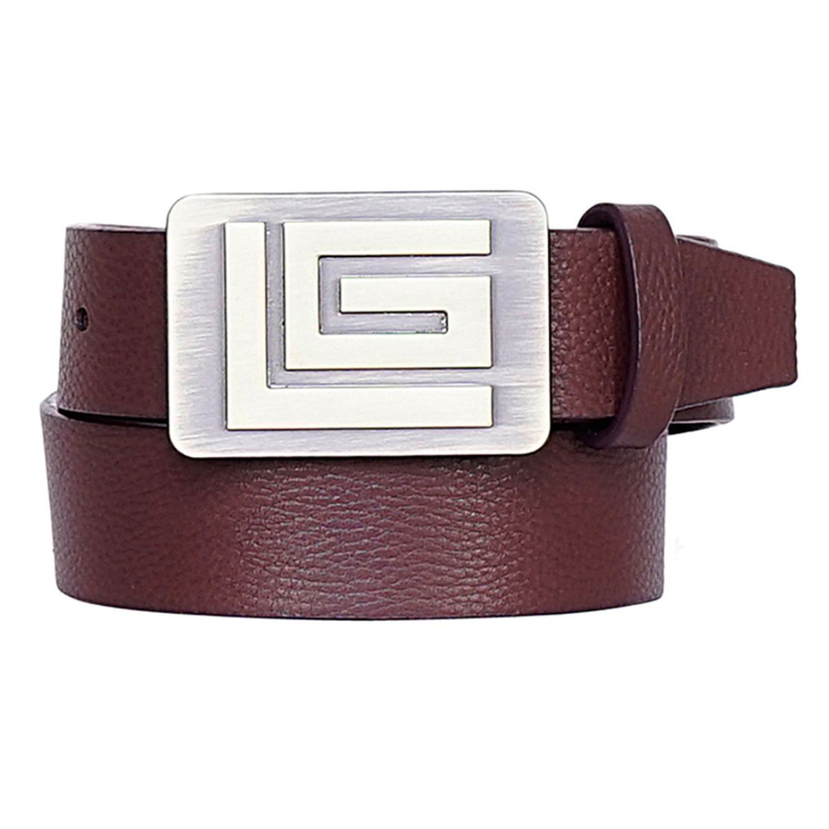 Justanned Men Brown Real Leather Textured Belt (30)