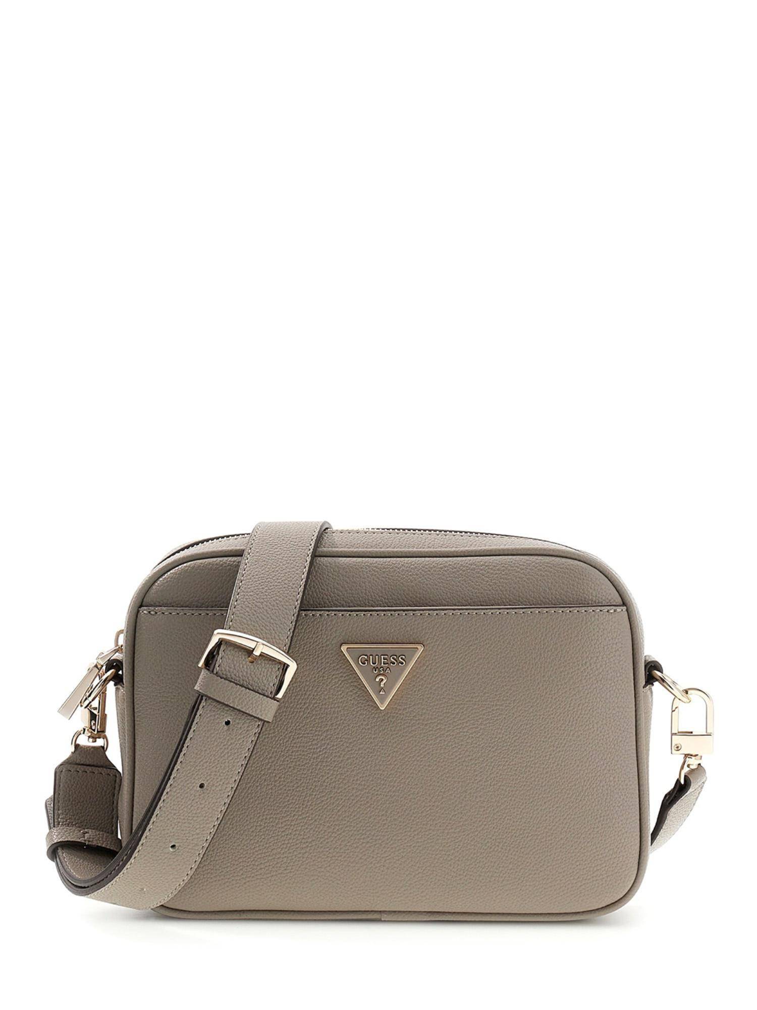 Guess Beige Solid Zipper Crossbody Bag
