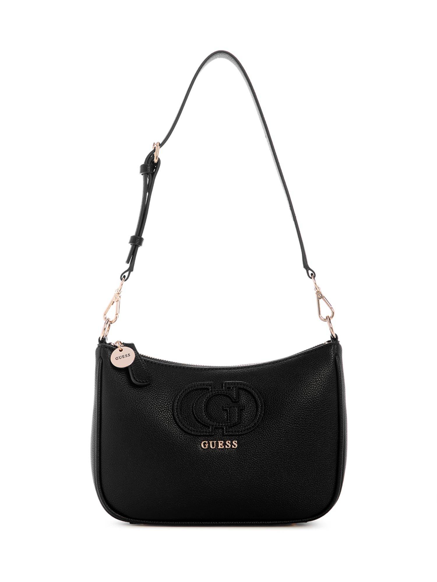 Guess Black Solid Zipper Shoulder Bag