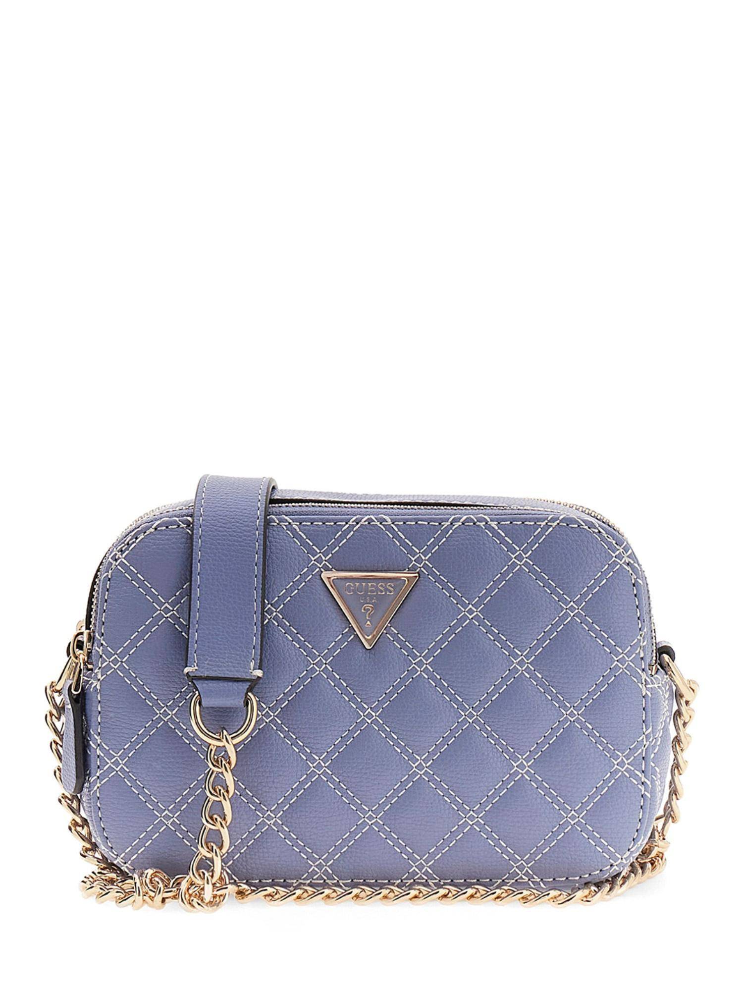 Guess Blue Textured Zipper Crossbody Bag