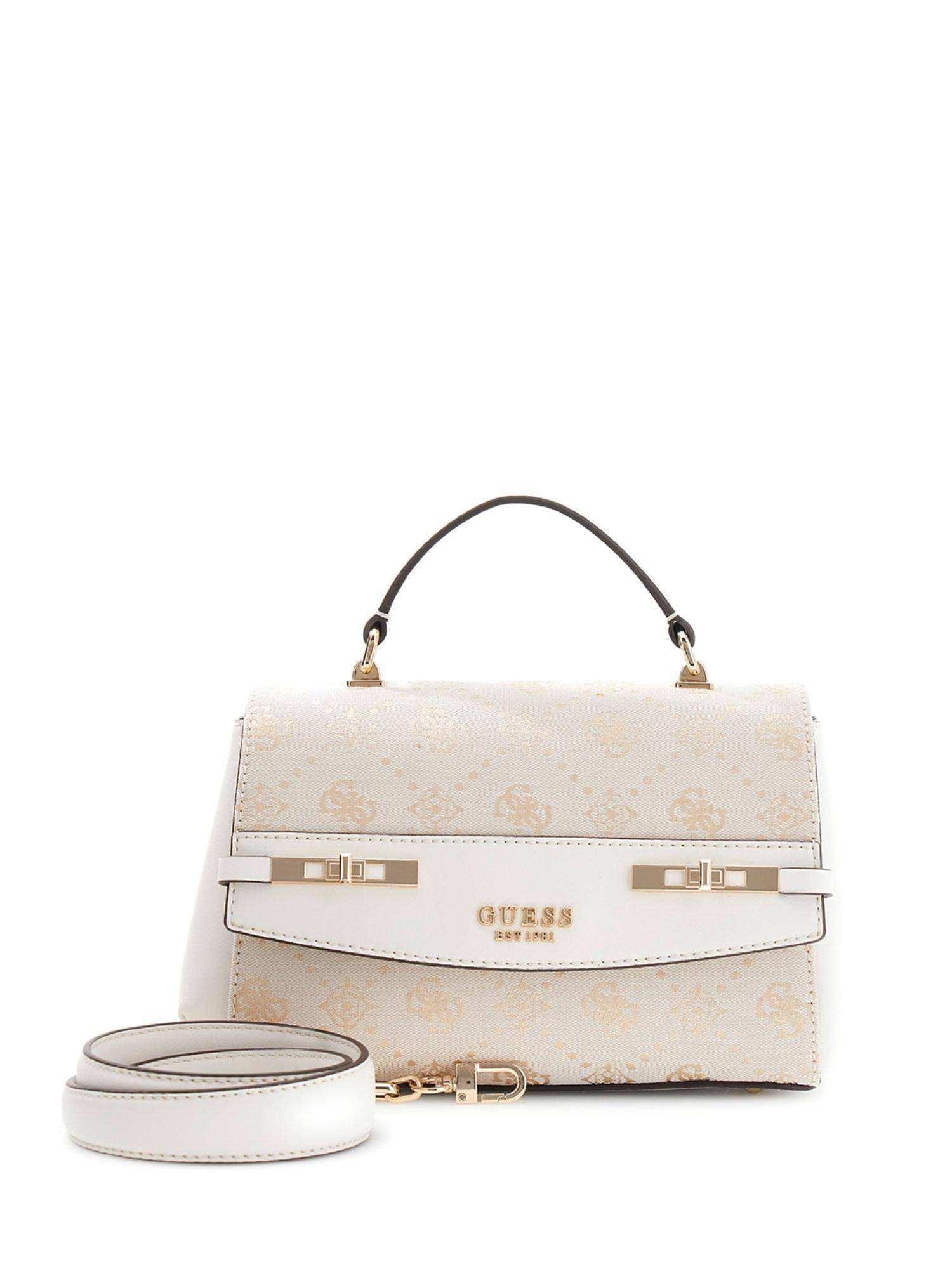 Guess Off White Textured Magnet Crossbody Bag
