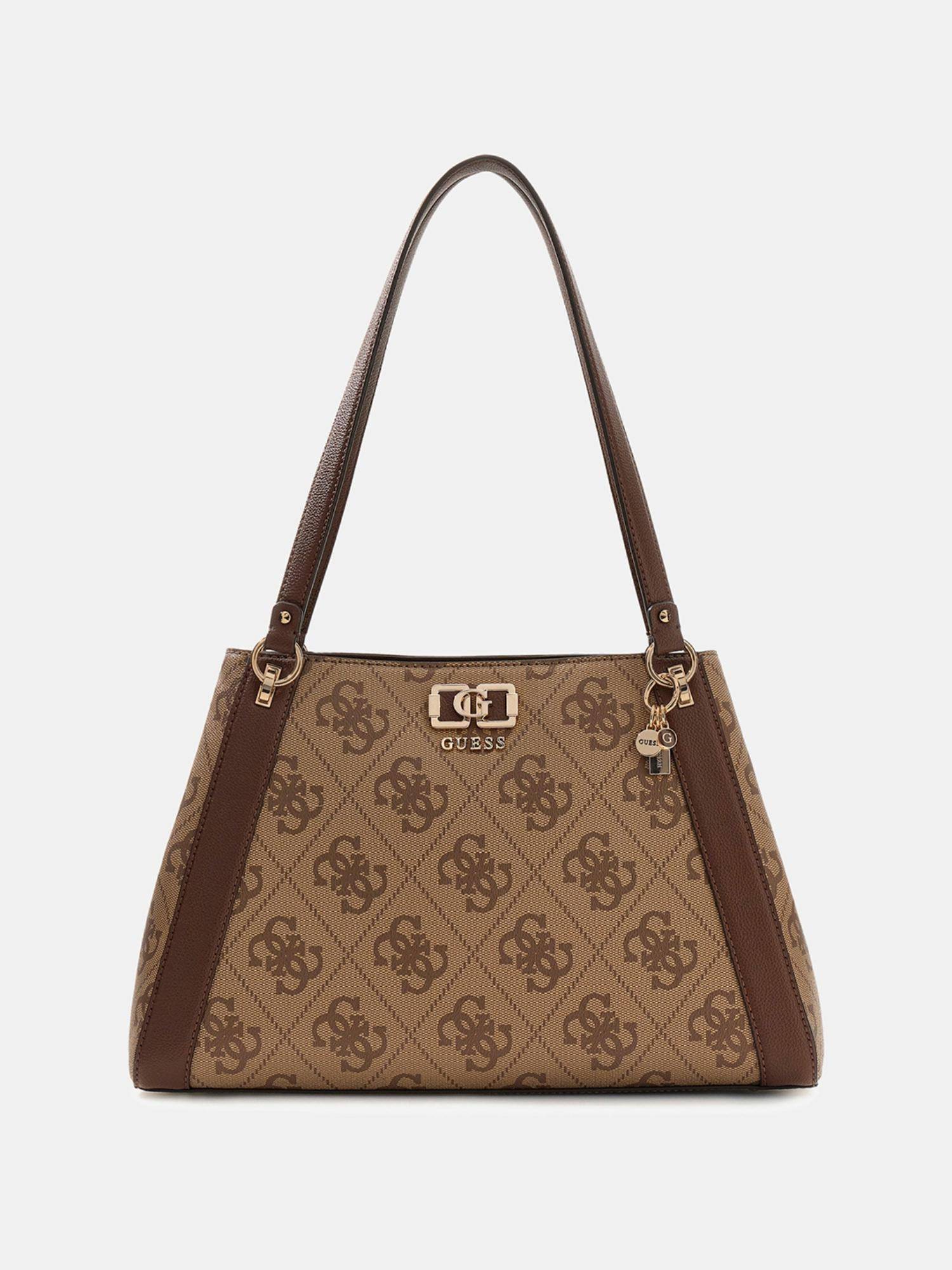 Guess Brown Printed Magnet Hand Bag
