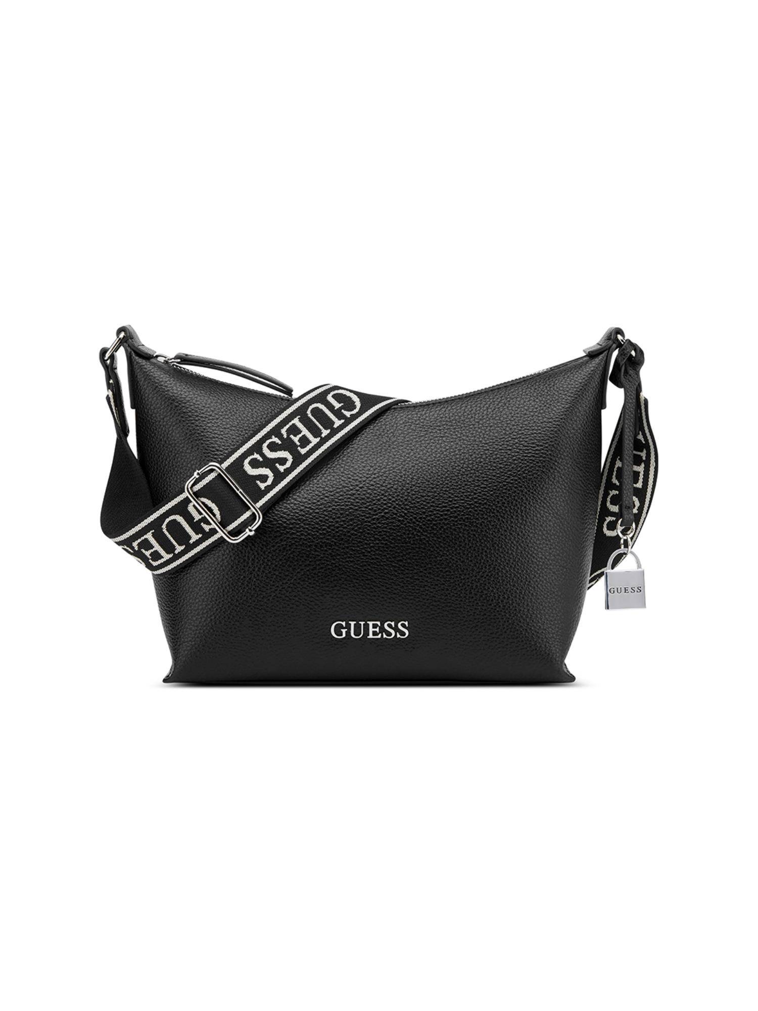 Guess Black Solid Zipper Shoulder Bag