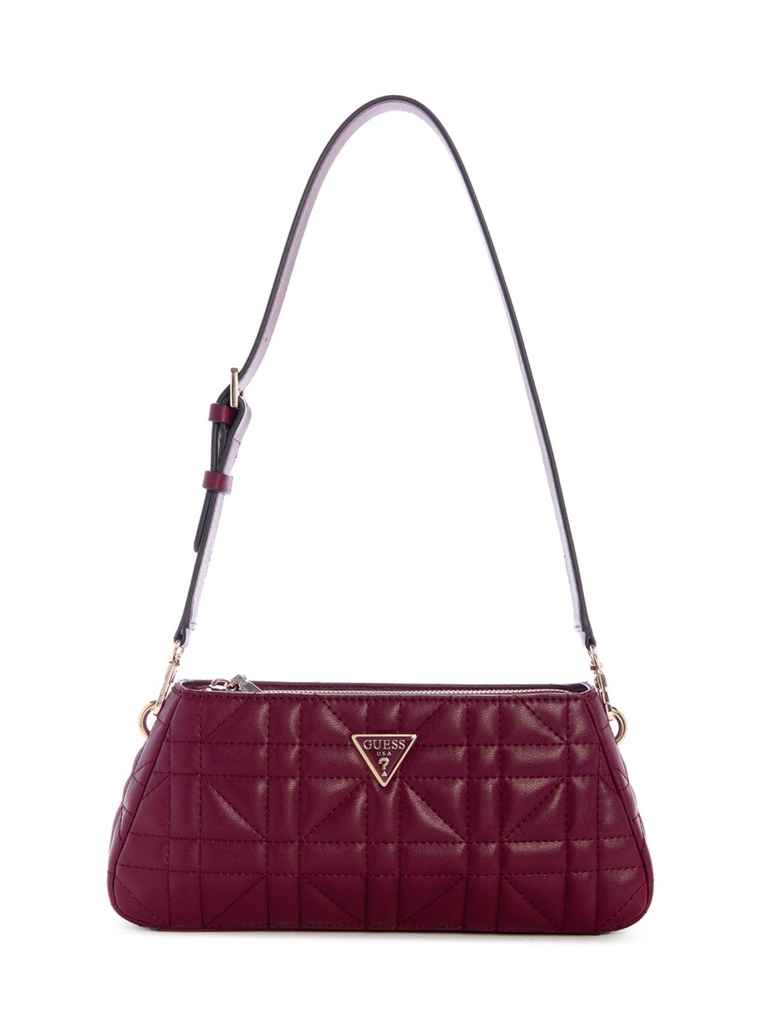 Guess Burgundy Textured Shoulder Bag