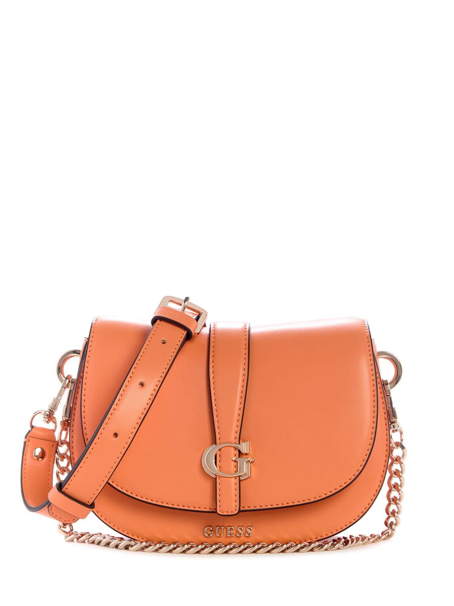 Guess Orange Solid Magnetic Snap Crossbody Bag