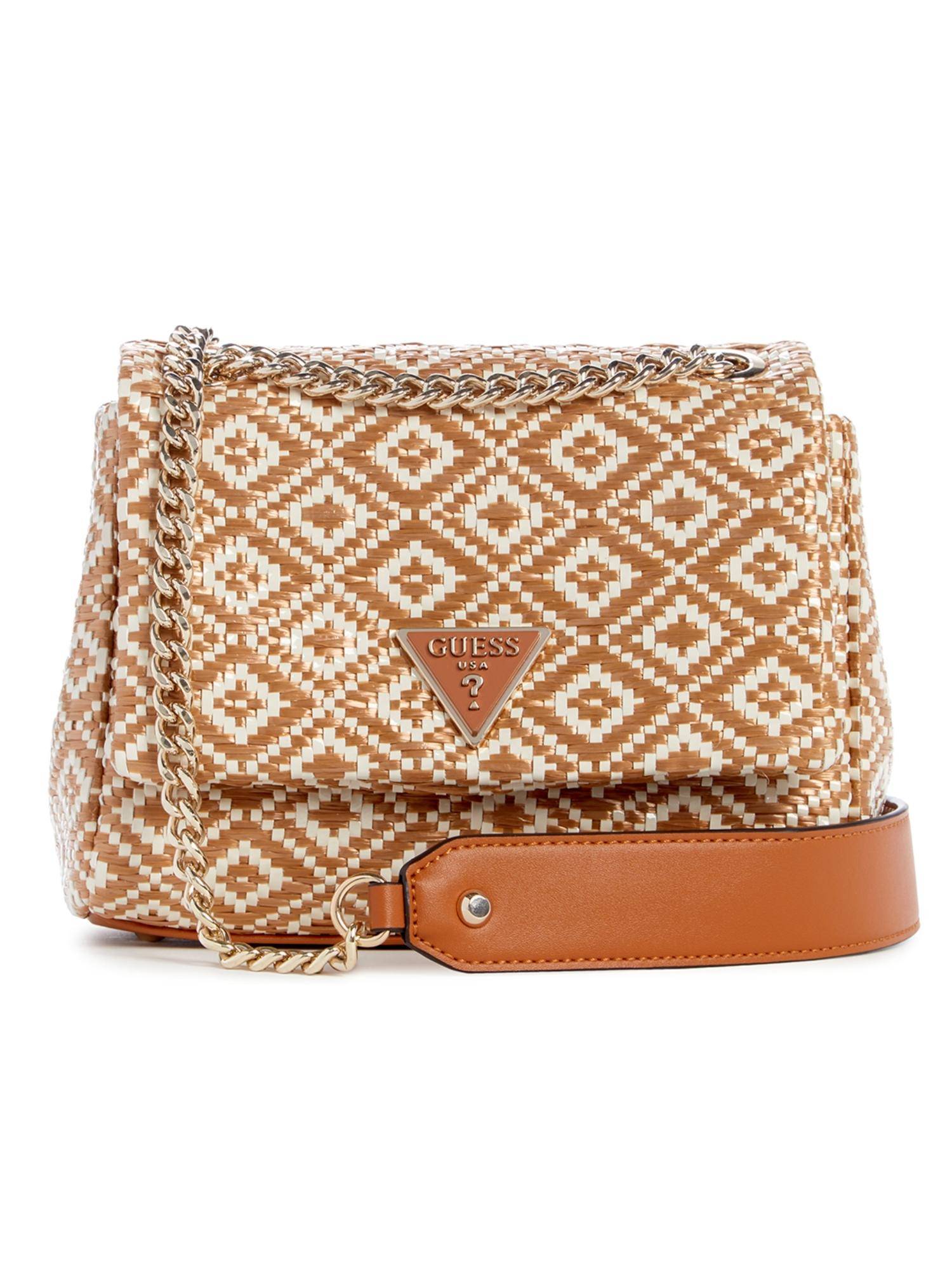 Guess Brown Textured Magnetic Snap Crossbody Bag
