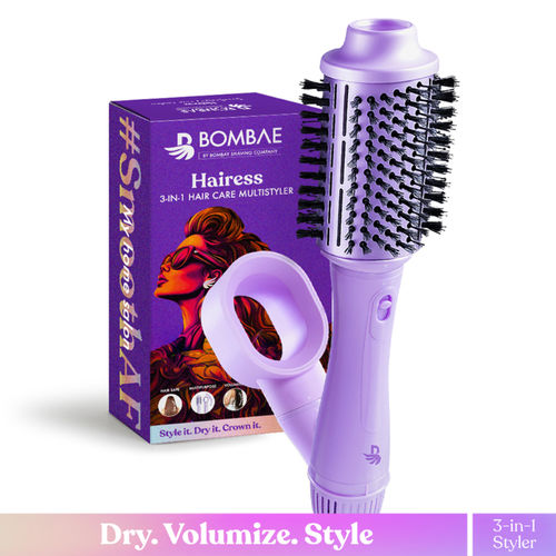 Bombae Hairess Ionic 3-In-1 Hot Air Brush Hair Dryer, Volumizer  Straightener