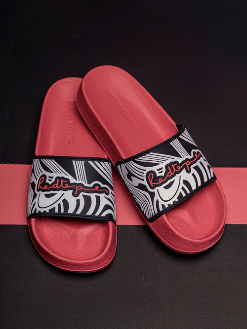Red Tape Men EVA Embossed Black Sliders