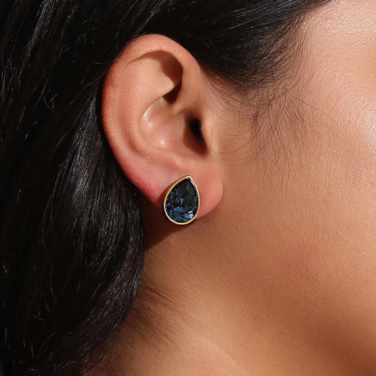 Buy Silver Dangle Drop Earrings With Dark Blue Teardrop Online in India   Etsy