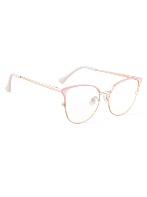 ROYAL SON Half Rim Pink Gold Anti Glare Blue Cut Spectacles Frames Women-  SF0084-C4 (46)