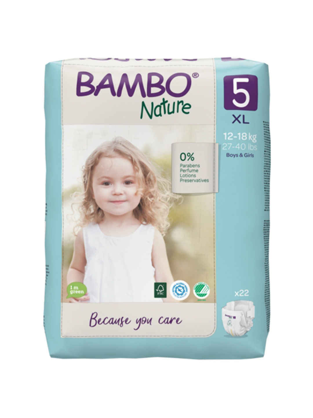 Bambo Nature Premium Baby Diapers - XL Size, 22 Count For Toddler Baby
