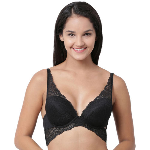 Buy Enamor F091 Butterfly Cleavage Enhancer Plunge Push-Up Bra - Padded &  Wired - Black online