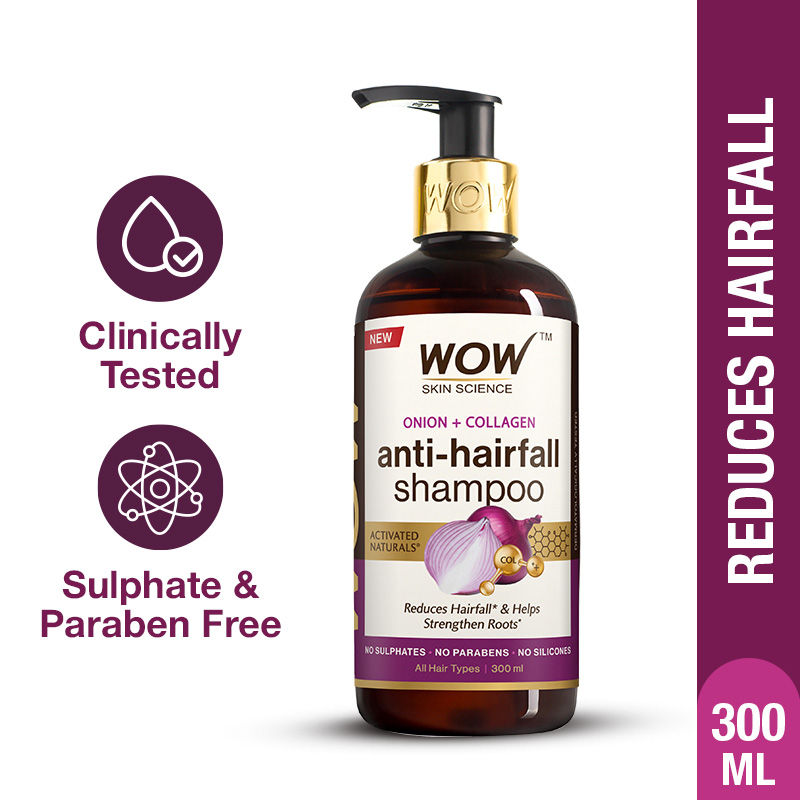 WOW Skin Science Onion & Collagen Anti Hairfall Shampoo - Strenghtens Roots & Prevents Hair Breakage