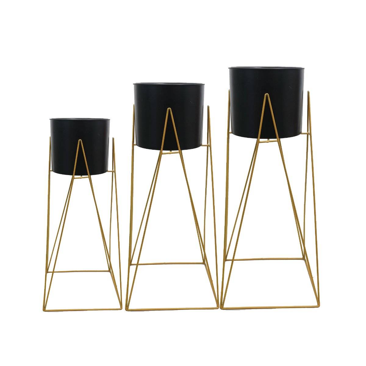 Homesake Metal Planters Indoor 3 Pieces Diamond Gold