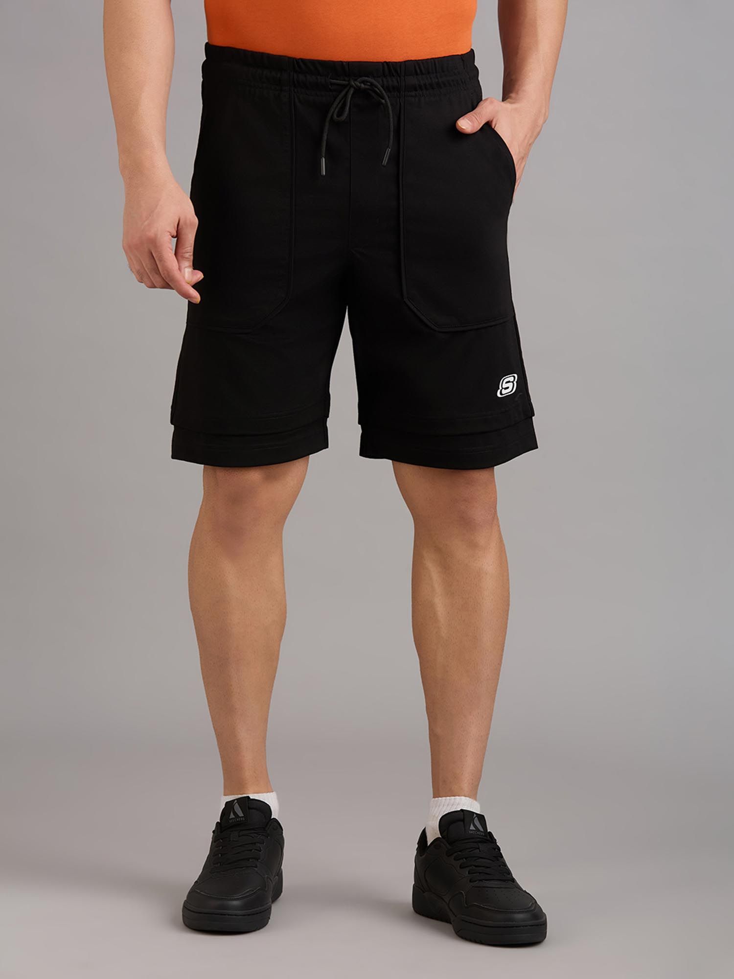 Buy SKECHERS Men Patch Pocket Black Shorts Online