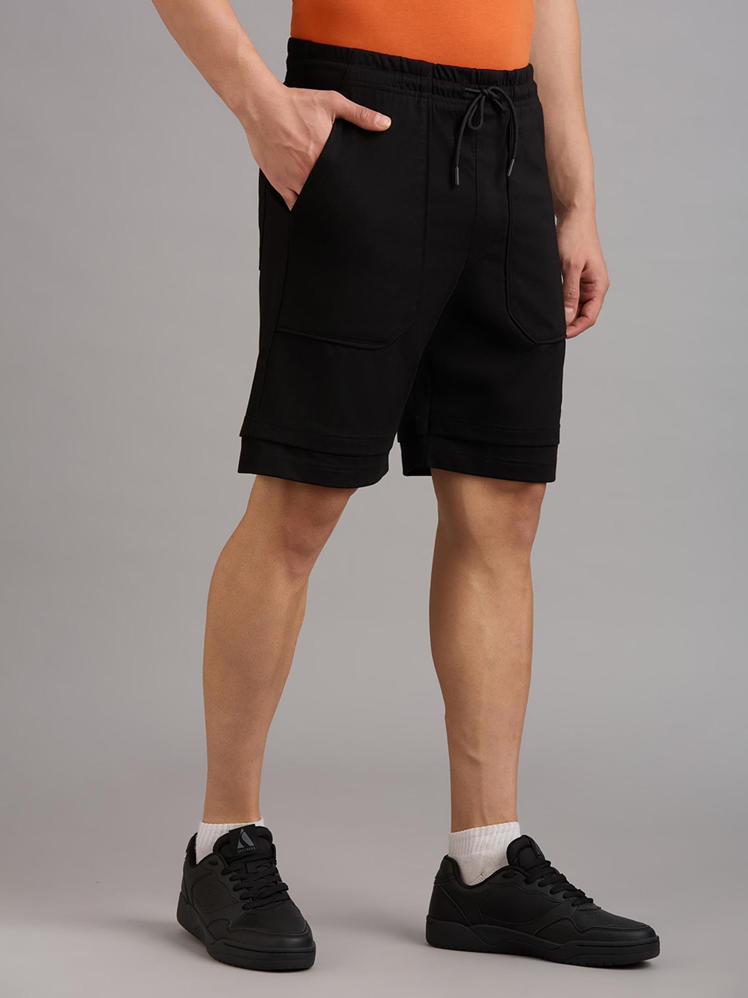 Buy SKECHERS Men Patch Pocket Black Shorts Online