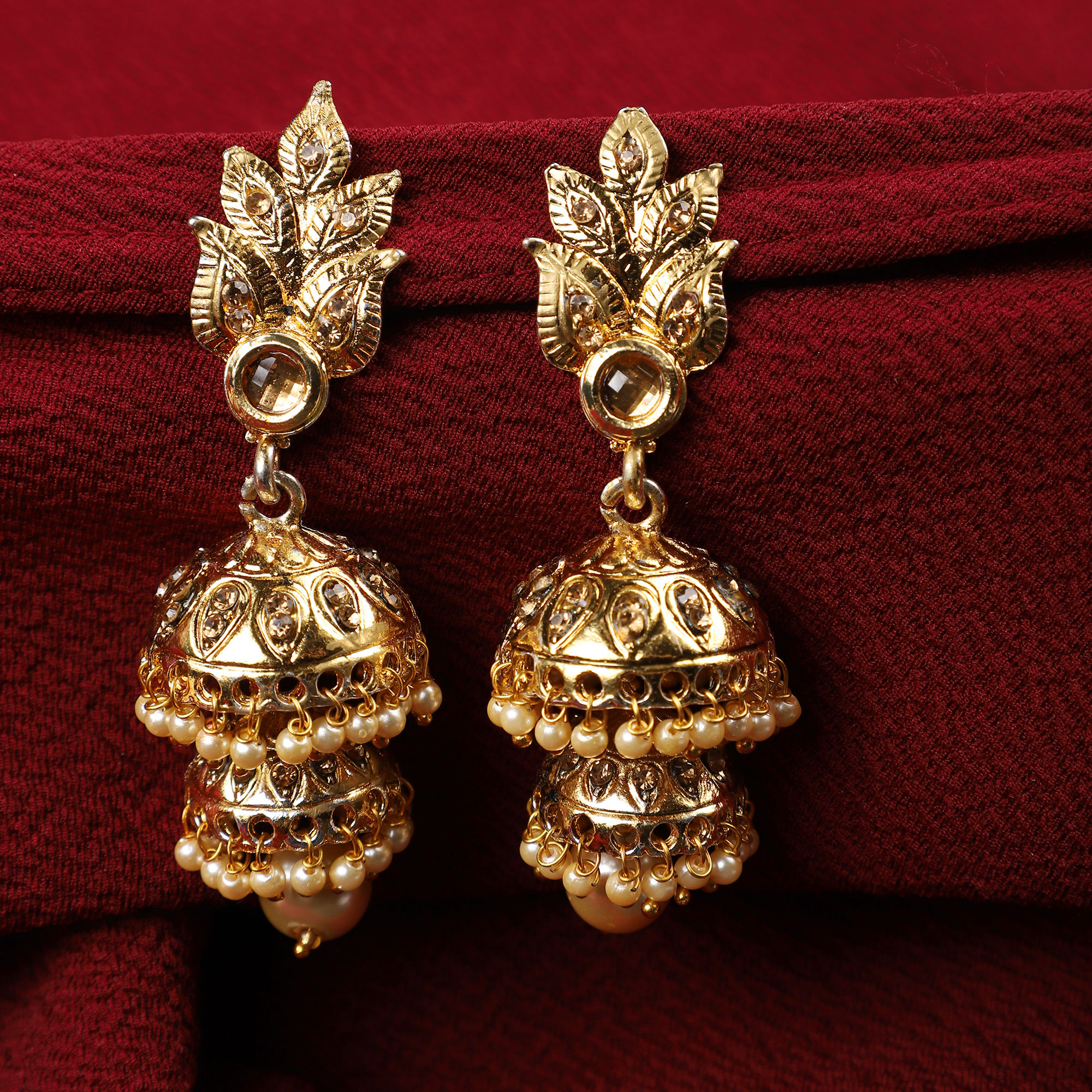 Leaf deals jhumka earrings