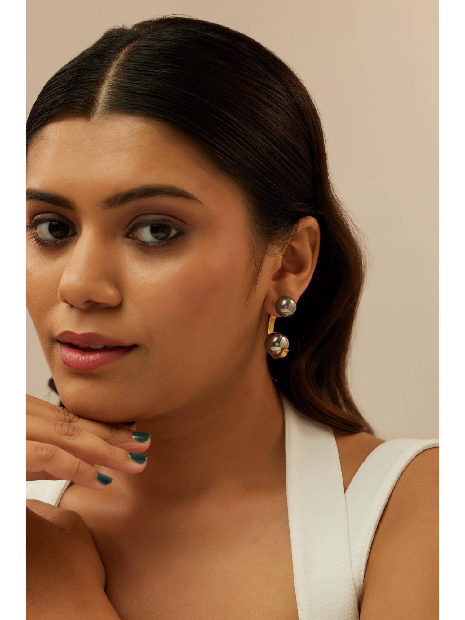 AMOSSH Dual Sided Grey Gunmetal Hoops