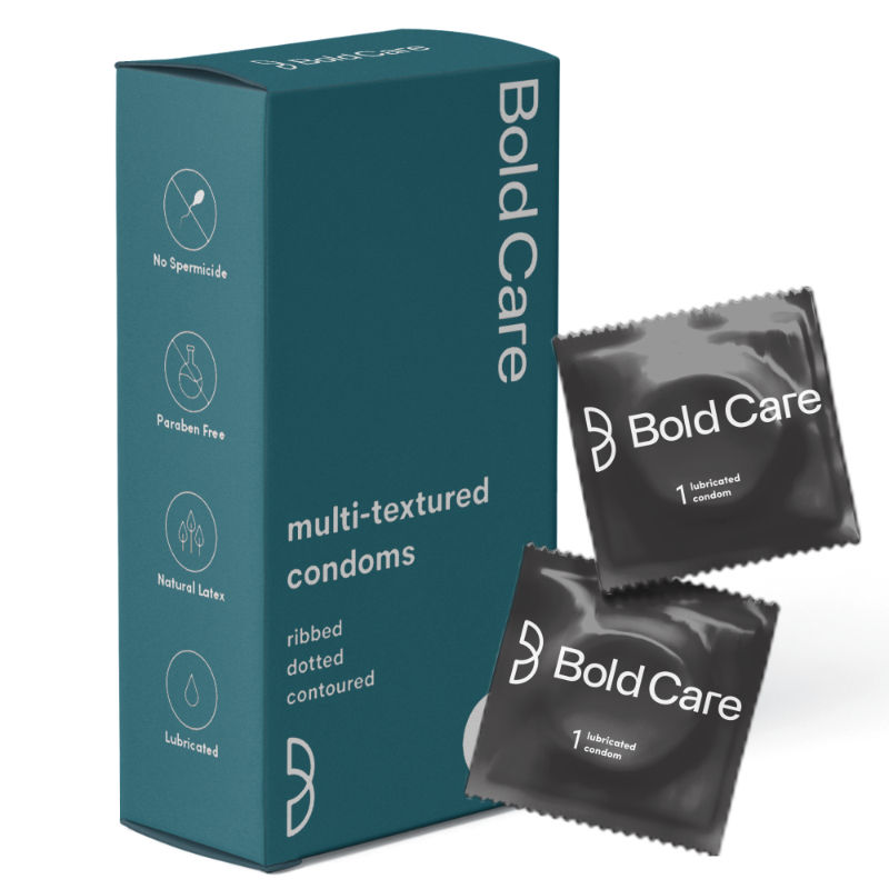 Bold Care Multi-textured Condoms - Ribbed, Dotted, & Contoured - Lubricated - Pack Of 10