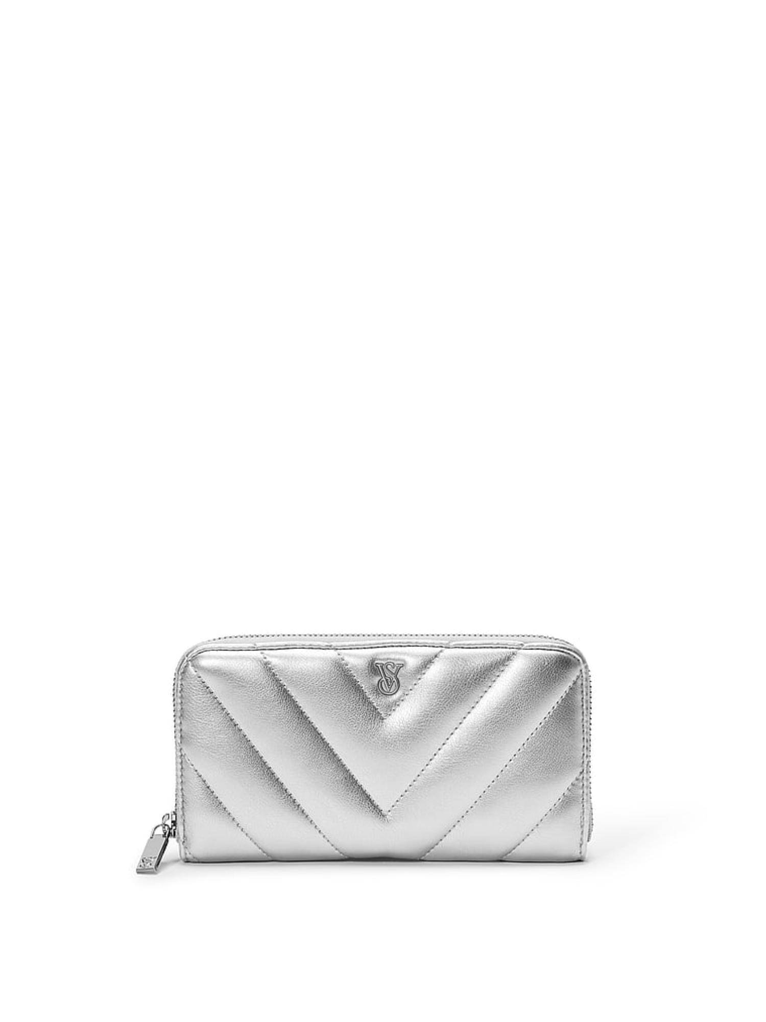 Victoria's Secret Large Wallet with Zip- Silver