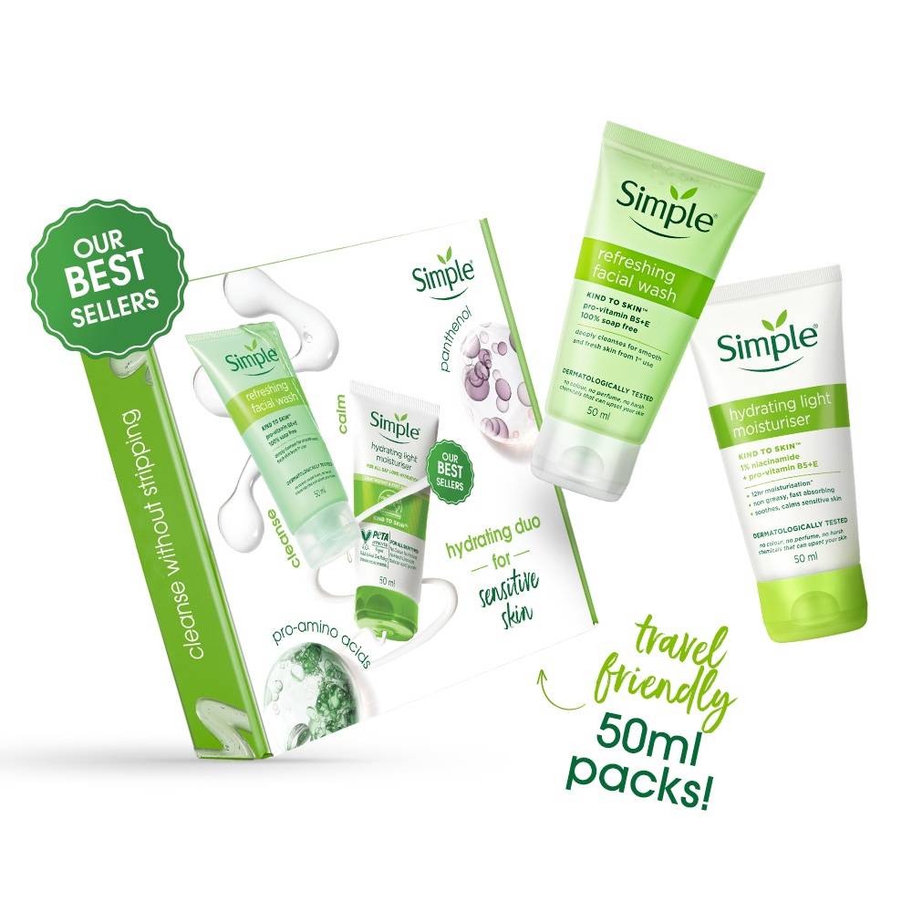 Simple Kind to Skin Refreshing Facewash + Hydrating Light Moisturizer Travel Kit - Image 1