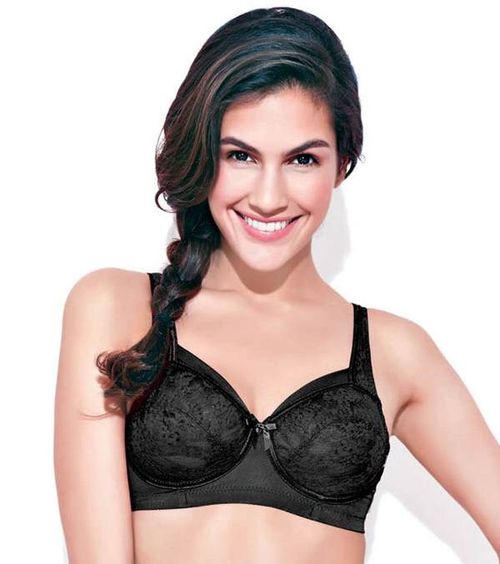 Buy Enamor Womens Lace Padded Wired Bra_Black at