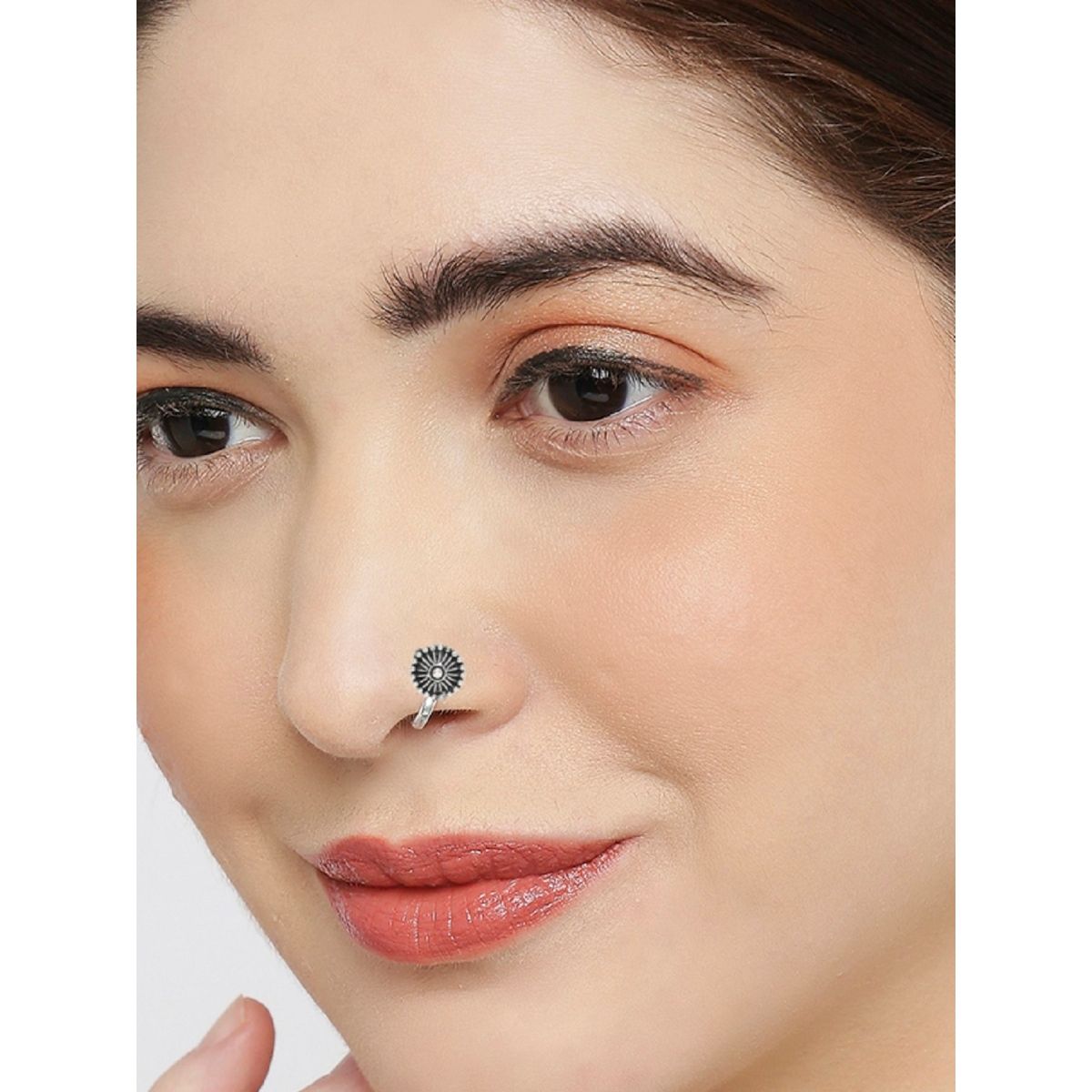 Solid Sterling Silver Oxidized Nose Stud Twist nose ring L Bend 24g | eBay