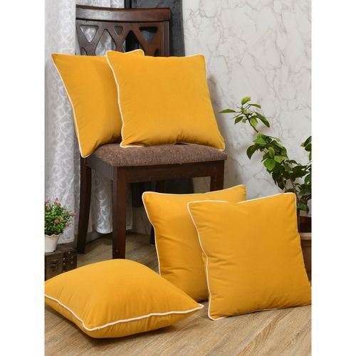 Buy The Home Story Velvet Cushion Covers Amber Yellow with White