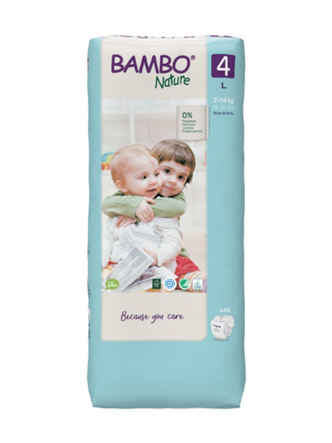 Bambo Nature Premium Baby Diapers - Large Size, 48 Count, For Toddler Baby