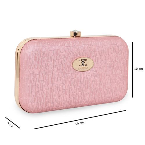Buy ESBEDA Pink Color Matty Croco Pattern Clutch For Women Online