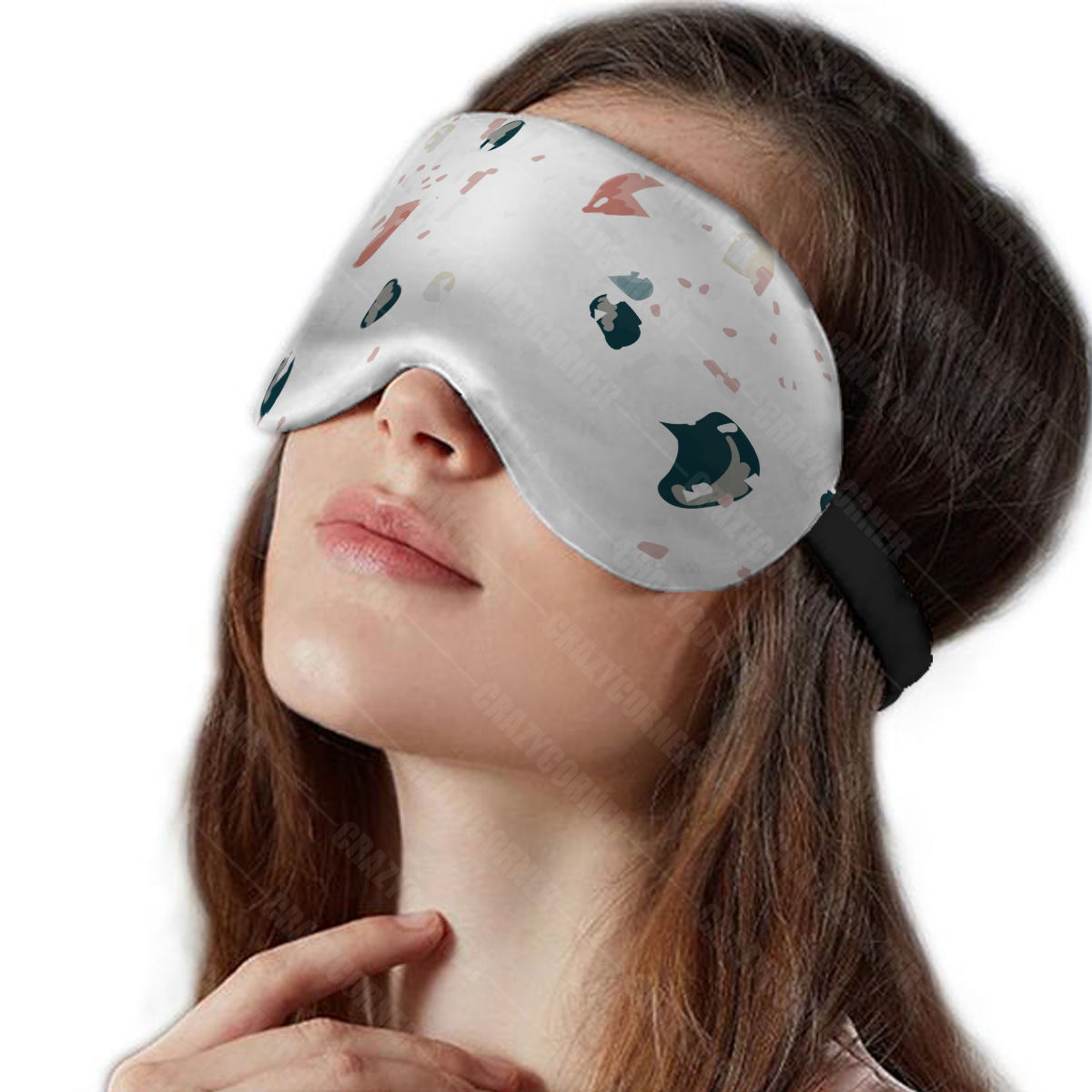 Crazy Corner Blush White Eye Mask Printed Eye Mask/sleep Mask/eye Patch