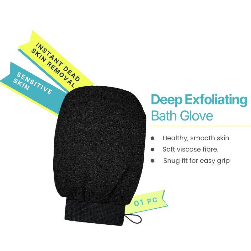 Venihea Black Exfoliating Bath Gloves For Body & Tan And Dead Skin Remover - Black