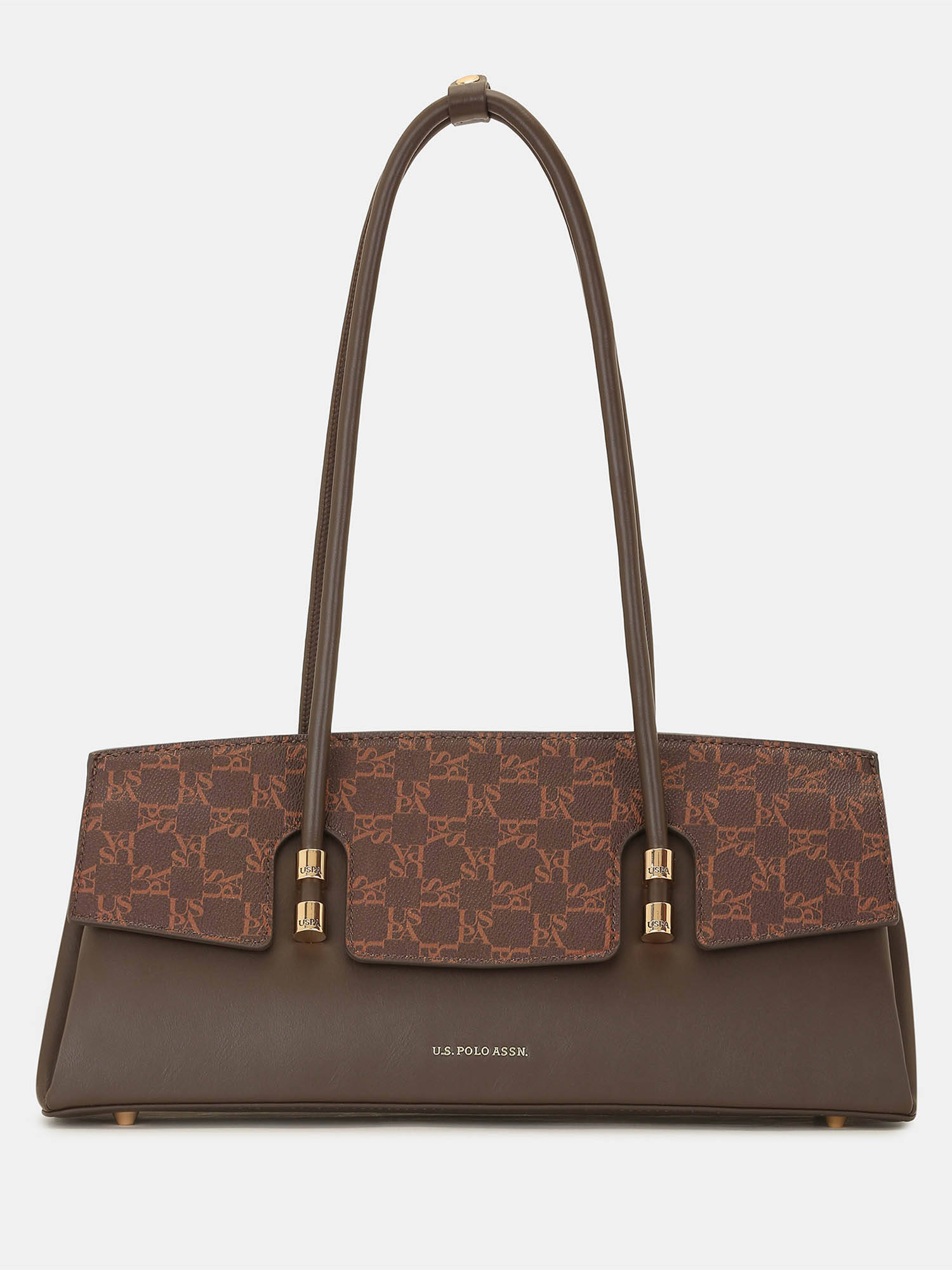 U.S. POLO ASSN. Bambi Brown shoulder Handbag with East-West Silhouette
