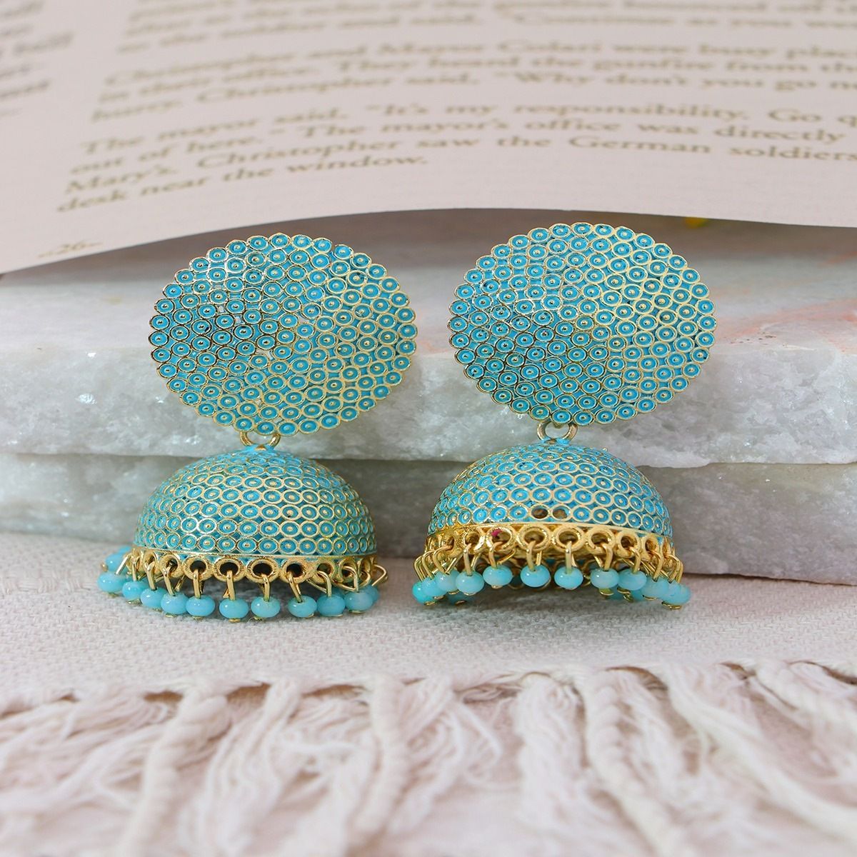 Flipkartcom  Buy Sanj Three Base with stud silk thread earrings Jhumka  for Women  Girls Fabric Jhumki Earring Online at Best Prices in India