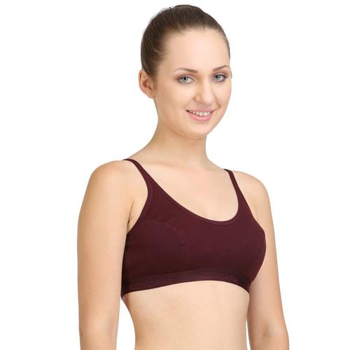 Buy Bodycare Sports Bra In Peach-Pink-Wine Color (Pack of 3) Online
