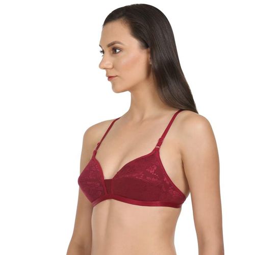 Buy Bodycare Women's Cotton Lightly Padded Wire Free Everyday Bra Maroon at