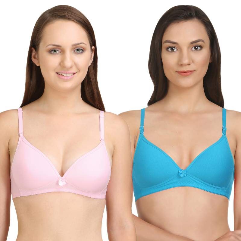 Buy Bodycare Lightly Padded Bra In Pink-Firozi Color (Pack of 2