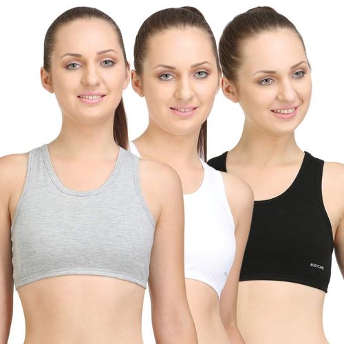 Buy Bodycare Sports Bra In Grey-Black-White Color (Pack of 3) - 36B Online