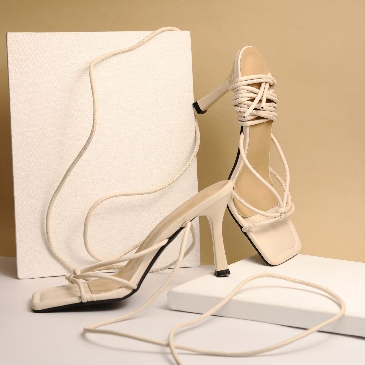 MYRA Gaia Cream Tie Up Heels Buy MYRA Gaia Cream Tie Up Heels Online
