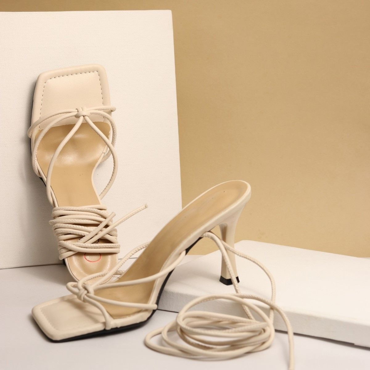 MYRA Gaia Cream Tie Up Heels Buy MYRA Gaia Cream Tie Up Heels Online
