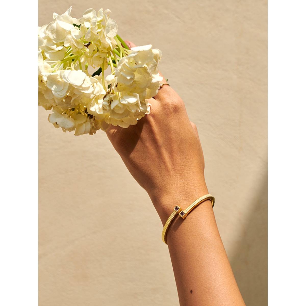 Perfectly Average Amethyst Textured Bracelet | 18K Gold Plated Women Jewellery