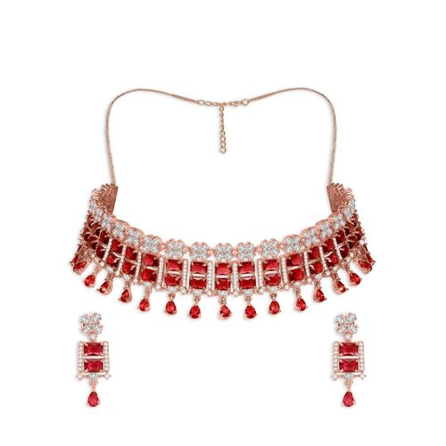 Buy Ladymania American Diamond Pink Choker Set with Maang TIkka Online at  Best Prices in India - JioMart.